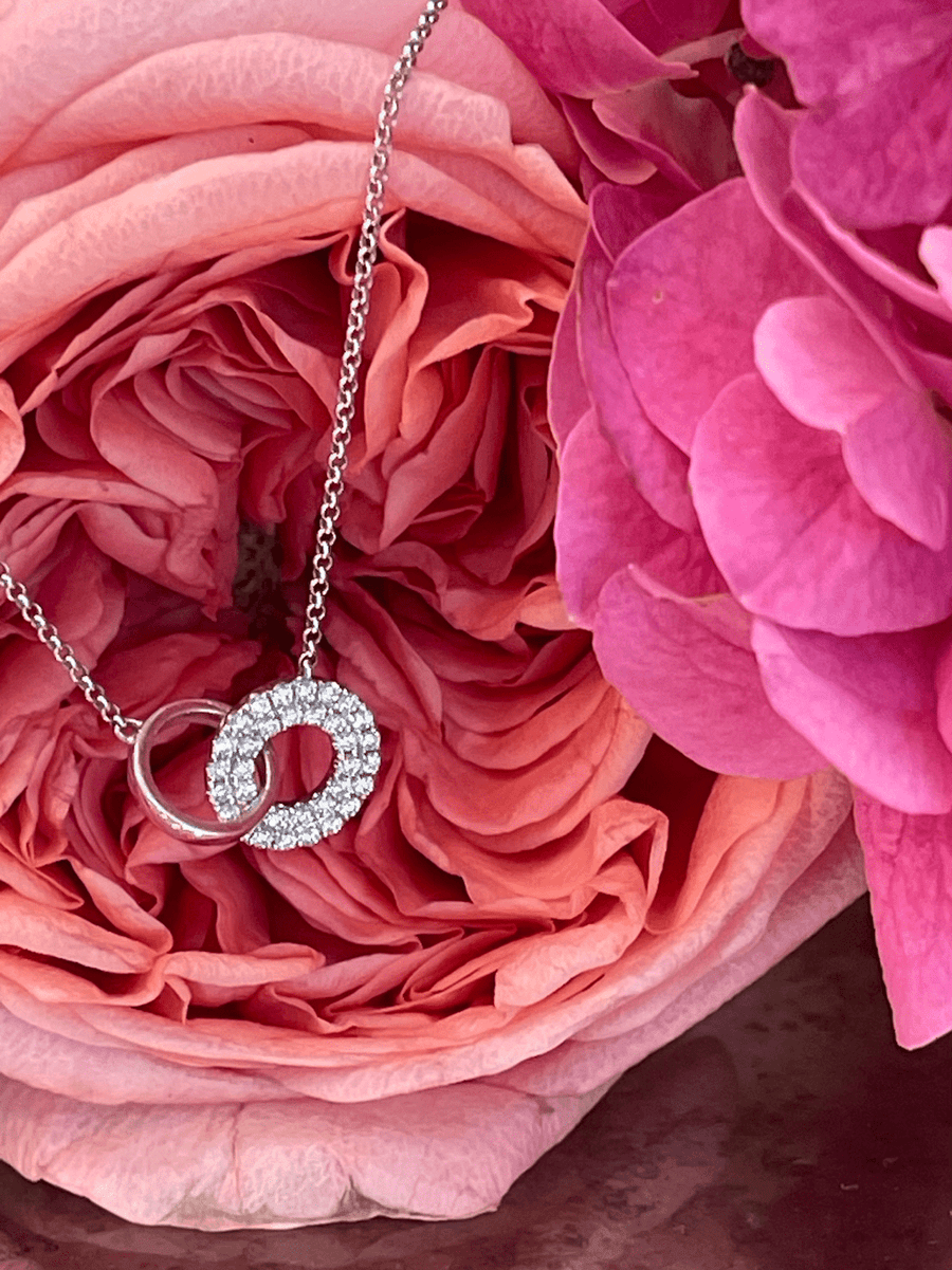 Intertwined Double Circle Diamond Necklace - ForeverJewels Design Studio 8