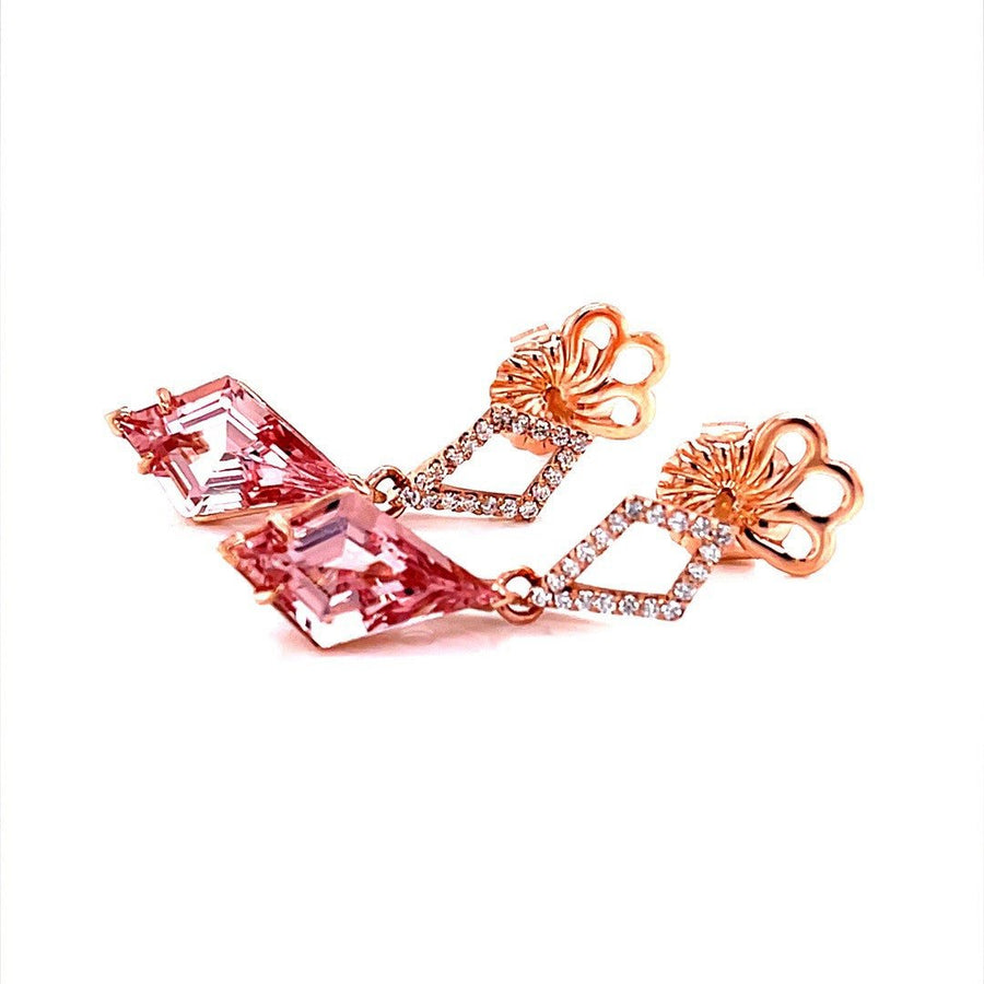 Kite shaped Pink Morganite and Diamond Earrings - ForeverJewels Design Studio 8