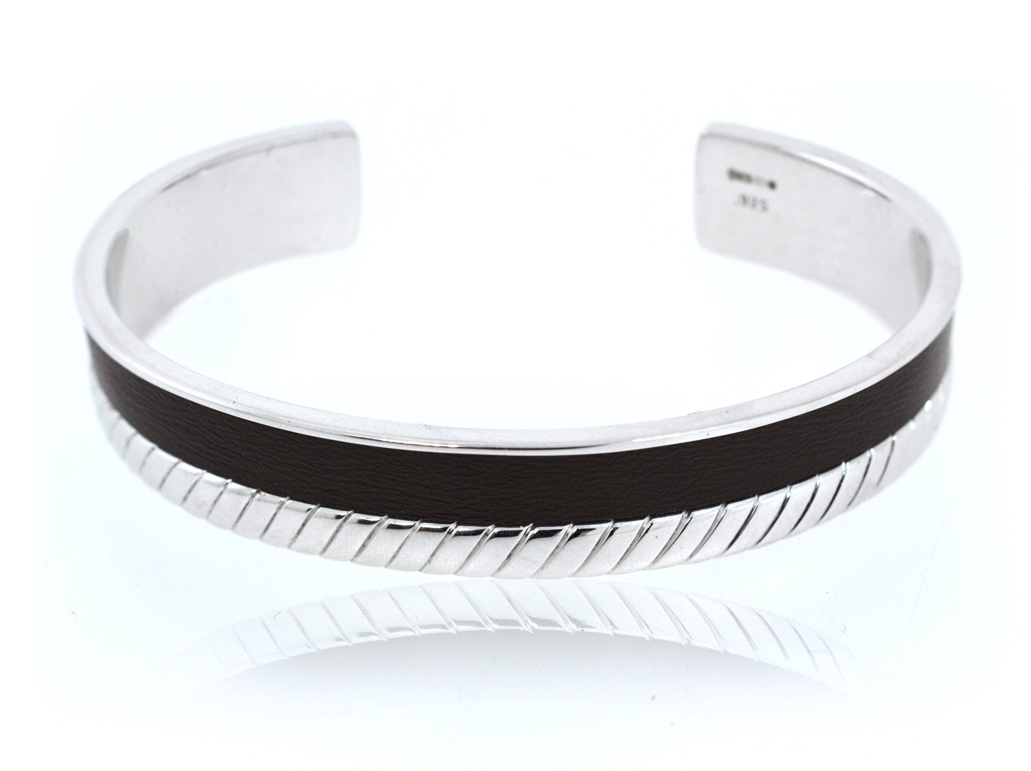 Men's Hoxton Bracelet in Sterling Silver and Black Leather - ForeverJewels Design Studio 8