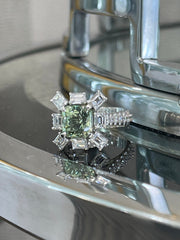 Mint Green Tourmaline Dress Ring With Baguette Diamonds - ForeverJewels Design Studio 8