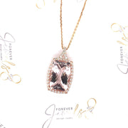 Morganite and Diamond Halo Pendant - ForeverJewels Design Studio 8