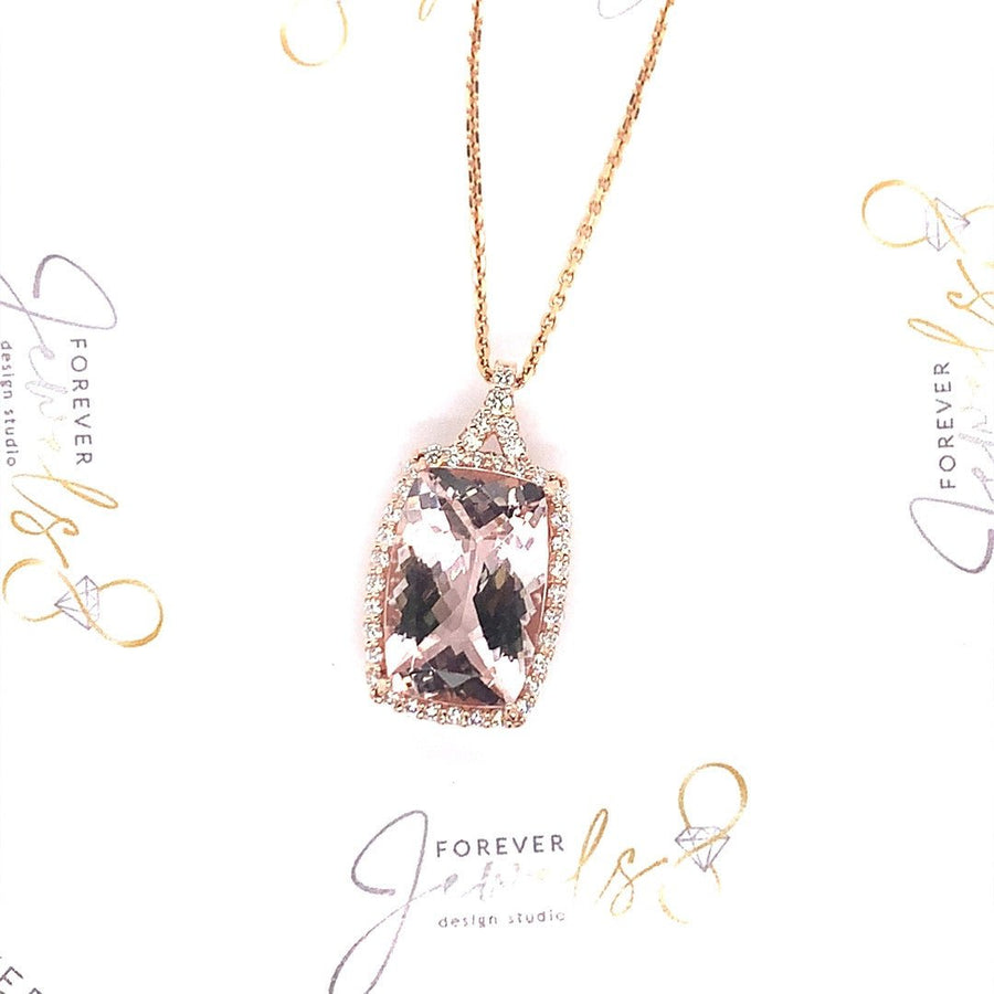 Morganite and Diamond Halo Pendant - ForeverJewels Design Studio 8
