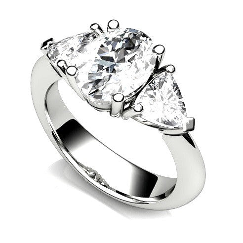 Oval Diamond Cut Engagement Ring with Trillion Cut Diamonds - ForeverJewels Design Studio 8