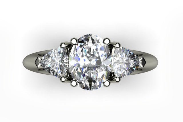 Oval Diamond Cut Engagement Ring with Trillion Cut Diamonds - ForeverJewels Design Studio 8