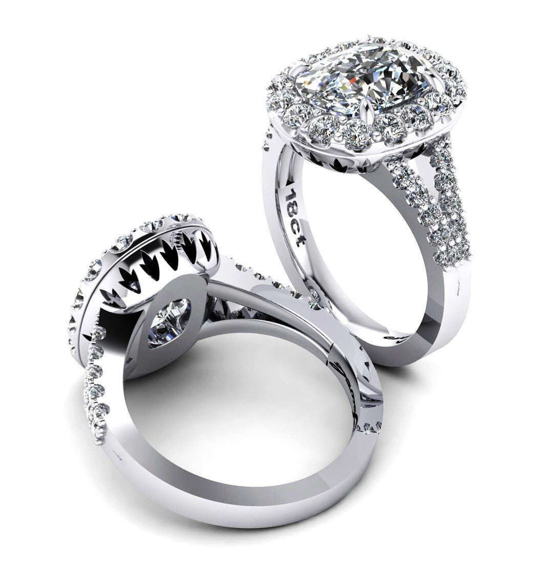 Oval Diamond Halo Engagement Ring with Split Diamond Shank - ForeverJewels Design Studio 8