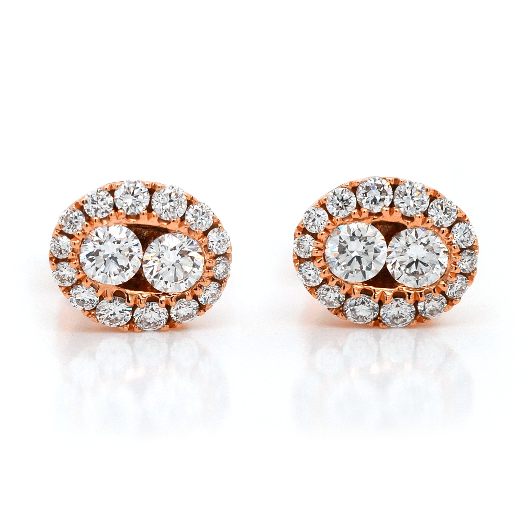 Oval Diamond Stud Earrings in Rose Gold - ForeverJewels Design Studio 8