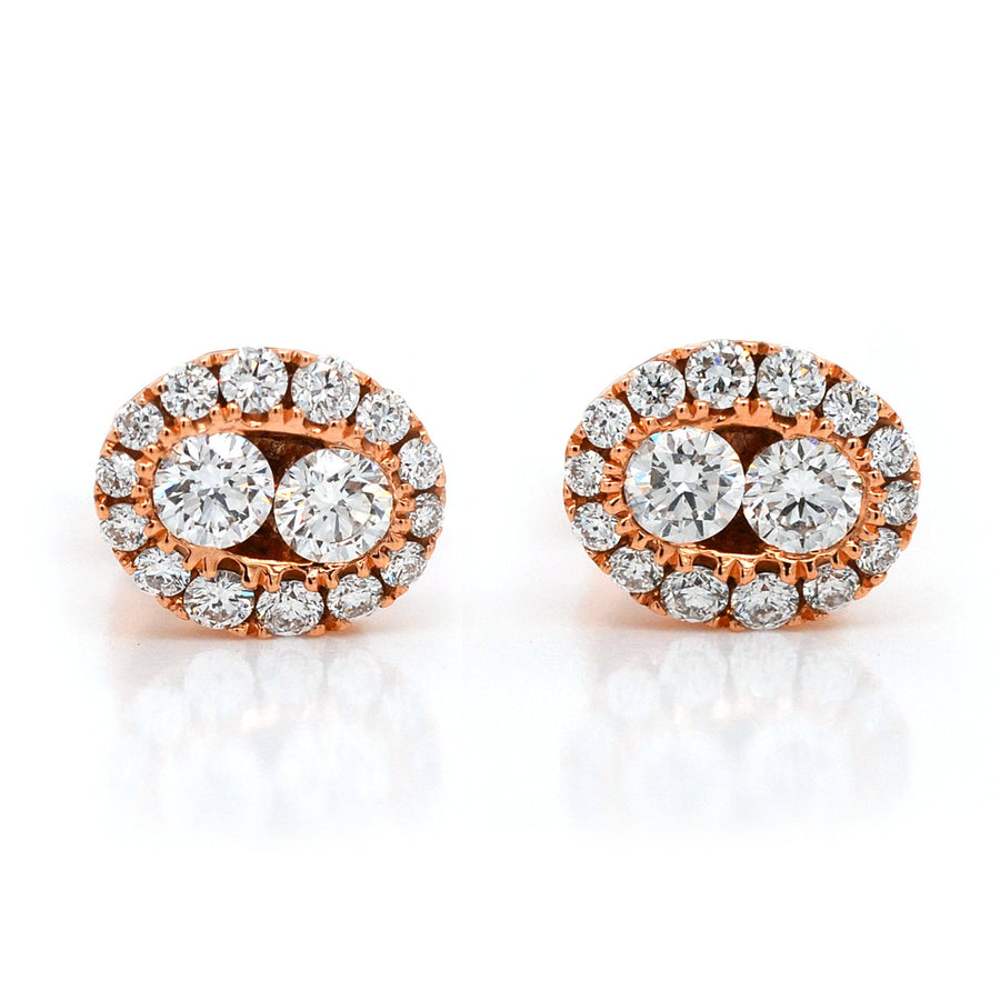Oval Diamond Stud Earrings in Rose Gold - ForeverJewels Design Studio 8