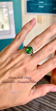 Oval Emerald Dress Ring with a Split Diamond Shank - ForeverJewels Design Studio 8