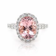 Oval Morganite Dress Ring with a Halo of Diamonds - ForeverJewels Design Studio 8