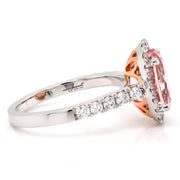 Oval Morganite Dress Ring with a Halo of Diamonds - ForeverJewels Design Studio 8