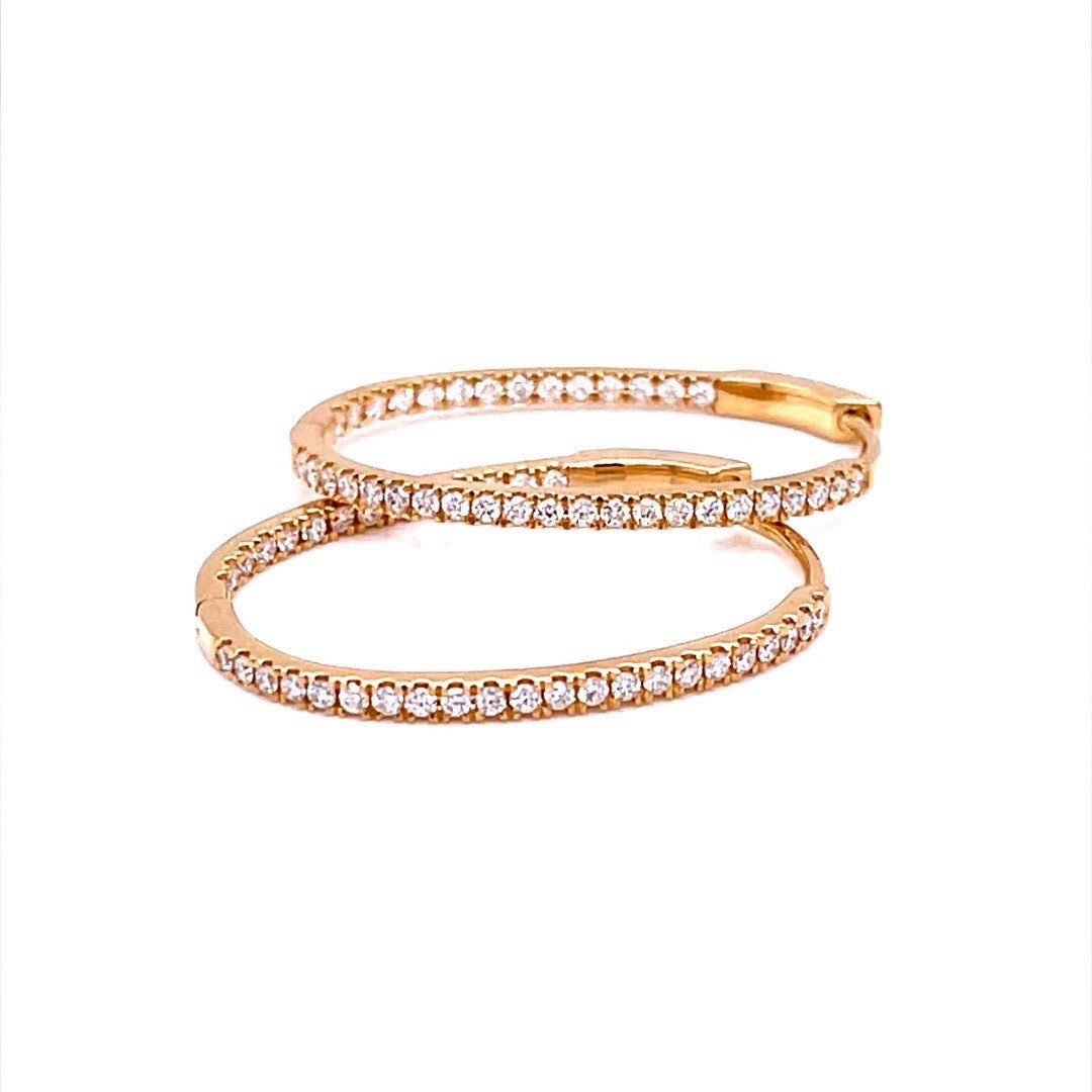 Oval shaped Yellow gold Diamond Hoops - ForeverJewels Design Studio 8