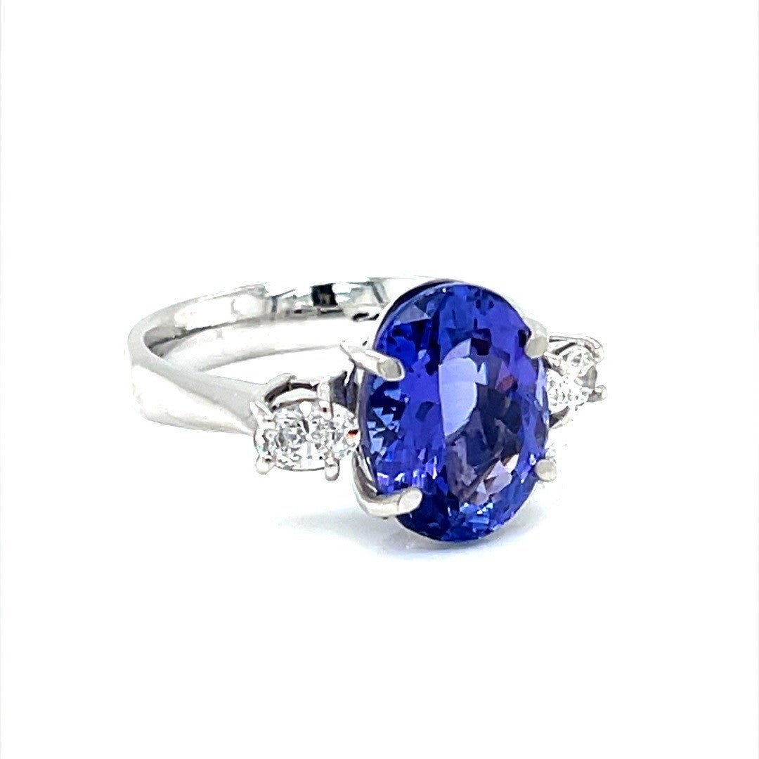 Oval Trilogy Tanzanite & Diamond Ring - ForeverJewels Design Studio 8