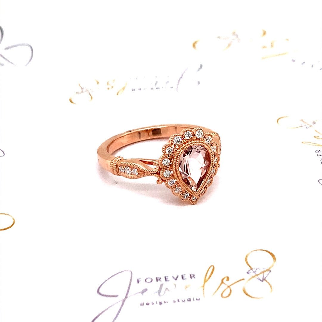 Peach Morganite Engagement Ring - ForeverJewels Design Studio 8