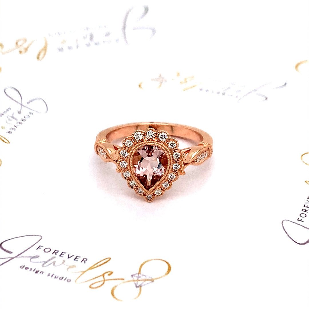 Peach Morganite Engagement Ring - ForeverJewels Design Studio 8
