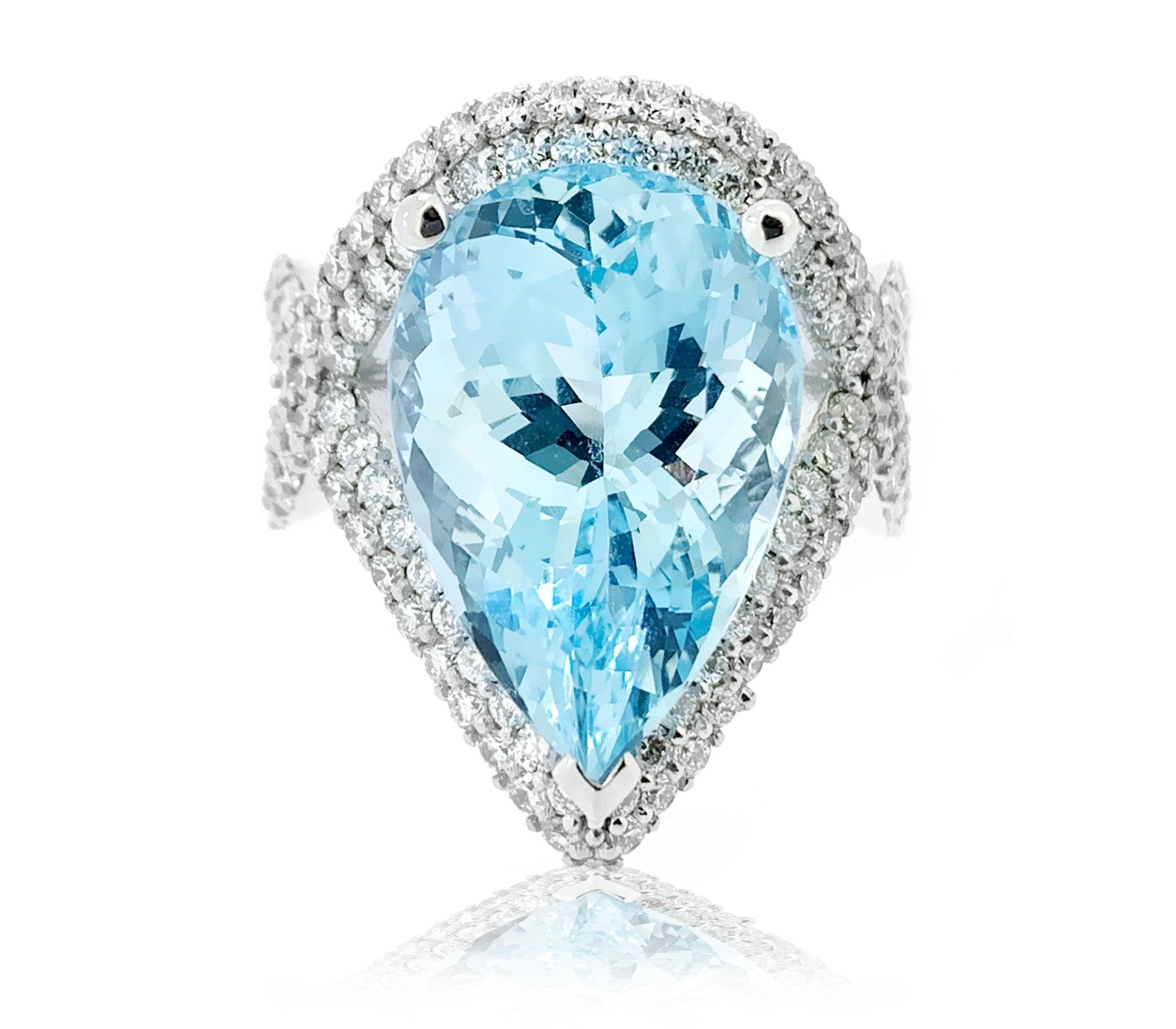Pear Cut Aquamarine Dress Ring with a Diamond Pave Twisted Shank - ForeverJewels Design Studio 8