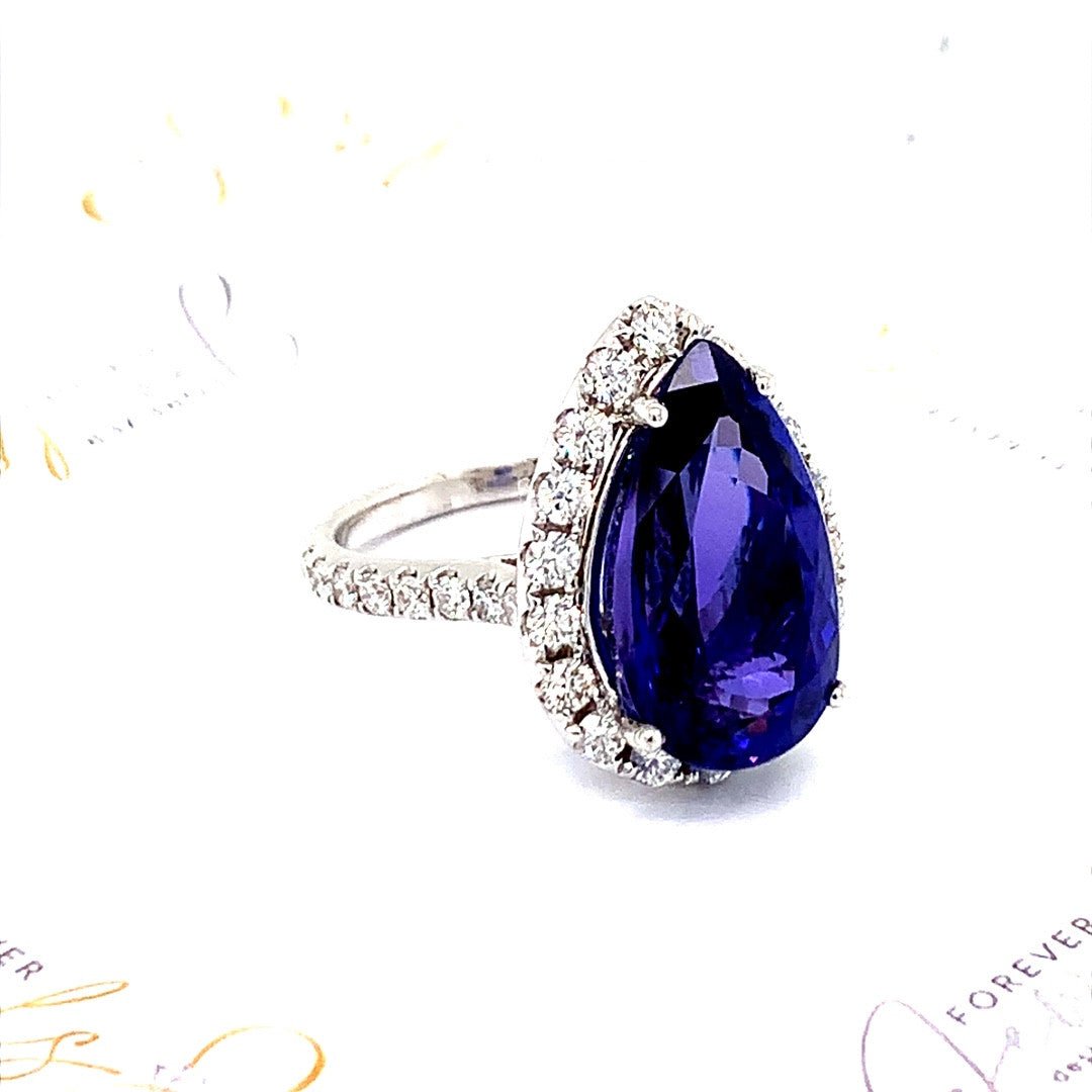 Pear Cut Tanzanite with a Halo Of Diamonds - ForeverJewels Design Studio 8