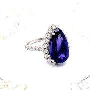 Pear Cut Tanzanite with a Halo Of Diamonds - ForeverJewels Design Studio 8