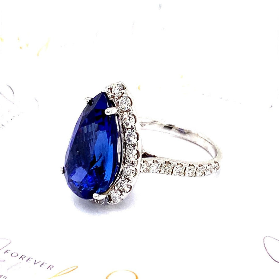 Pear Cut Tanzanite with a Halo Of Diamonds - ForeverJewels Design Studio 8