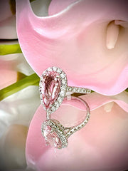 Pear Shaped Morganite and Diamond Halo Ring - ForeverJewels Design Studio 8