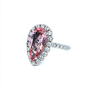 Pear Shaped Morganite and Diamond Halo Ring - ForeverJewels Design Studio 8