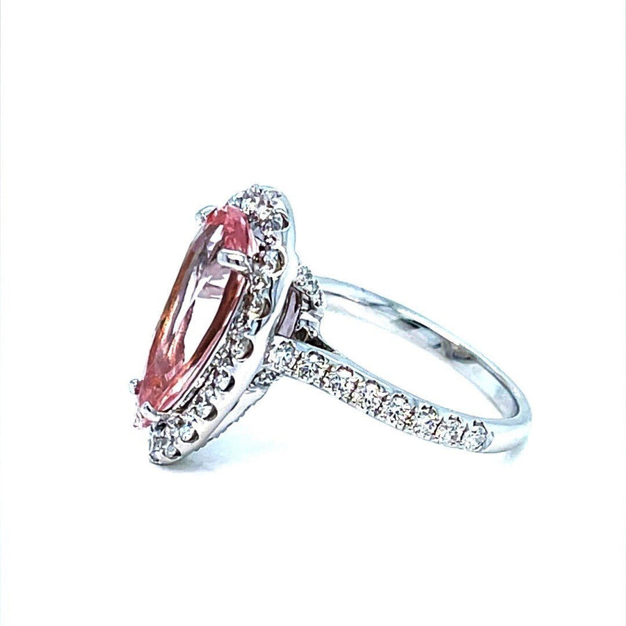 Pear Shaped Morganite and Diamond Halo Ring - ForeverJewels Design Studio 8