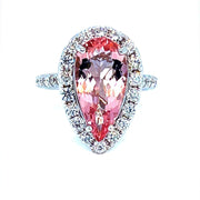 Pear Shaped Morganite and Diamond Halo Ring - ForeverJewels Design Studio 8