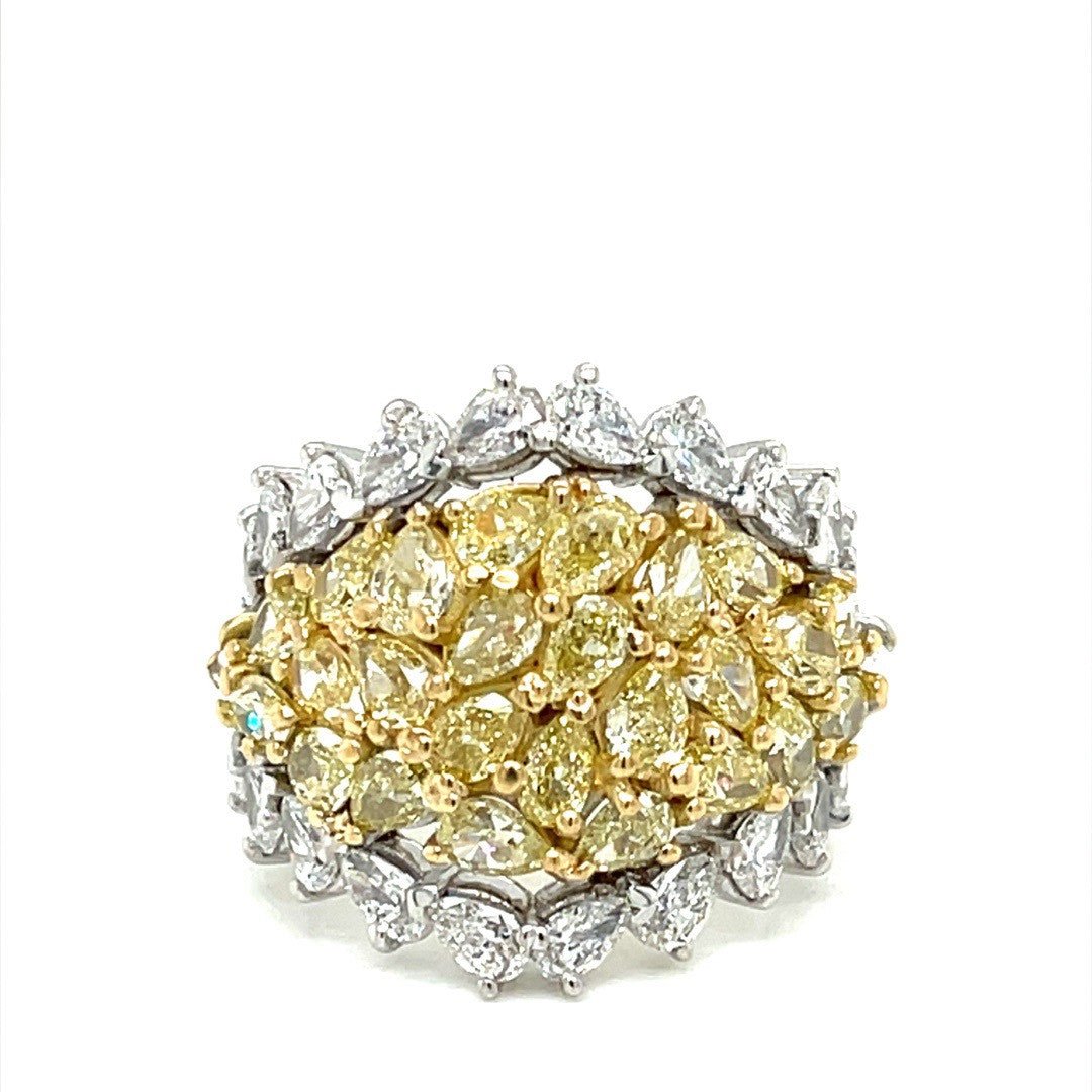 Pear shaped Yellow and White Diamond Ring - ForeverJewels Design Studio 8