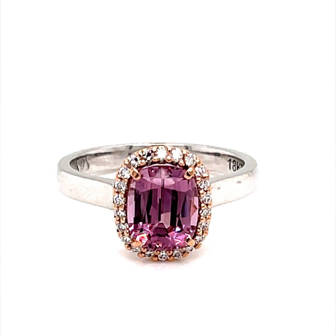 Pink Malaya garnet Diamond Halo Ring - ForeverJewels Design Studio 8