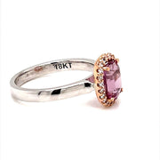 Pink Malaya garnet Diamond Halo Ring - ForeverJewels Design Studio 8