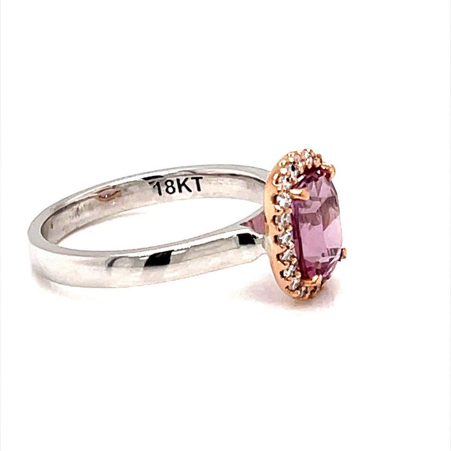 Pink Malaya garnet Diamond Halo Ring - ForeverJewels Design Studio 8