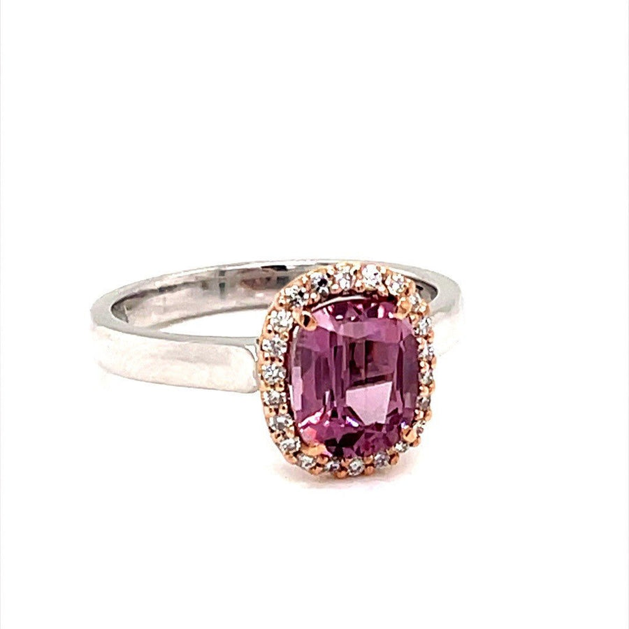 Pink Malaya garnet Diamond Halo Ring - ForeverJewels Design Studio 8
