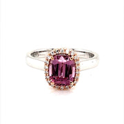 Pink Malaya garnet Diamond Halo Ring - ForeverJewels Design Studio 8
