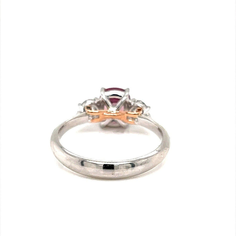 Pink Malaya garnet diamond Trilogy ring - ForeverJewels Design Studio 8