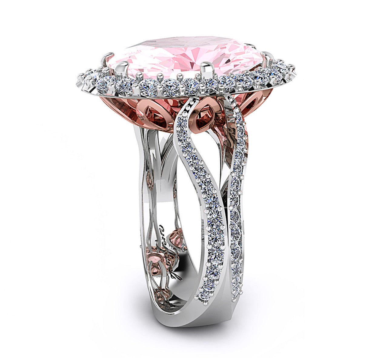 Pink Morganite Ring with a Halo of Diamonds - ForeverJewels Design Studio 8