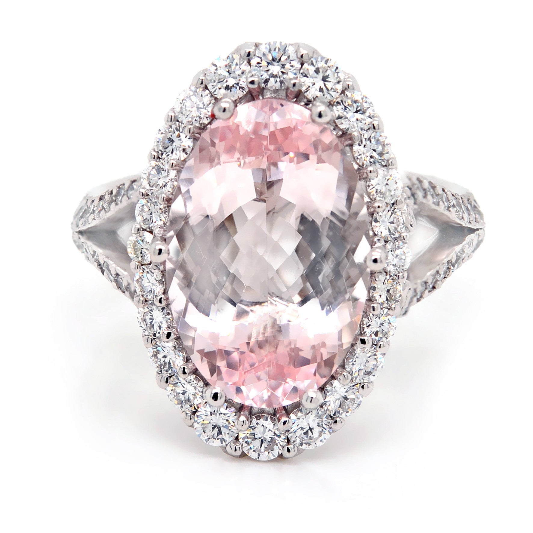 Pink Morganite Ring with a Halo of Diamonds - ForeverJewels Design Studio 8