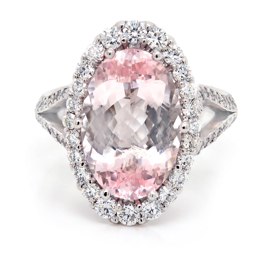 Pink Morganite Ring with a Halo of Diamonds - ForeverJewels Design Studio 8