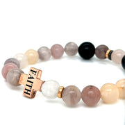 Pink quartz, jade and Onyx beads 9k Rose gold Faith Bracelet - ForeverJewels Design Studio 8