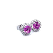 Pink Sapphire Diamond Halo Stud Earrings - ForeverJewels Design Studio 8