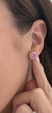 Pink Sapphire Diamond Halo Stud Earrings - ForeverJewels Design Studio 8