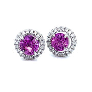 Pink Sapphire Diamond Halo Stud Earrings - ForeverJewels Design Studio 8