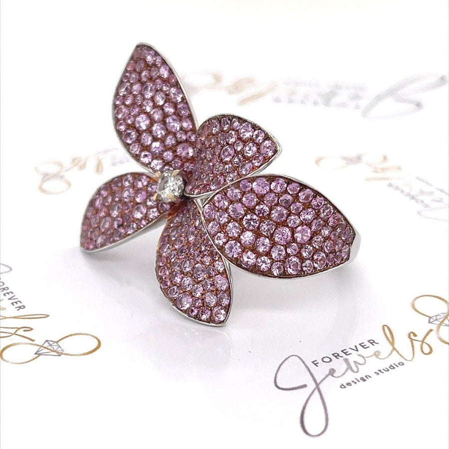 Pink Sapphire Flower Ring - ForeverJewels Design Studio 8