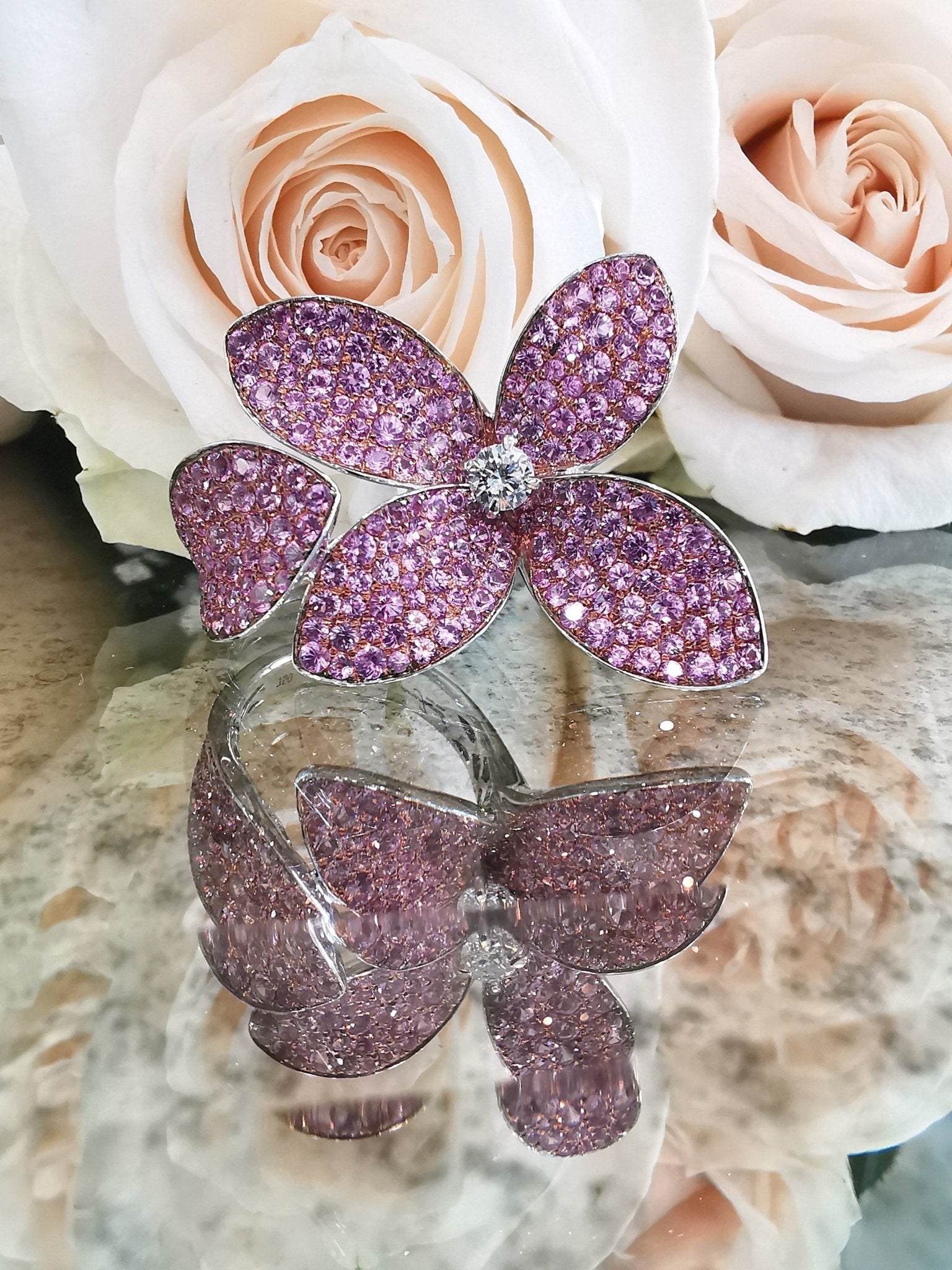 Pink Sapphire Flower Ring - ForeverJewels Design Studio 8