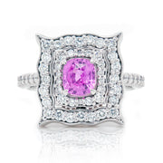 Pink Sapphire Ring with a Double Diamond Halo - ForeverJewels Design Studio 8