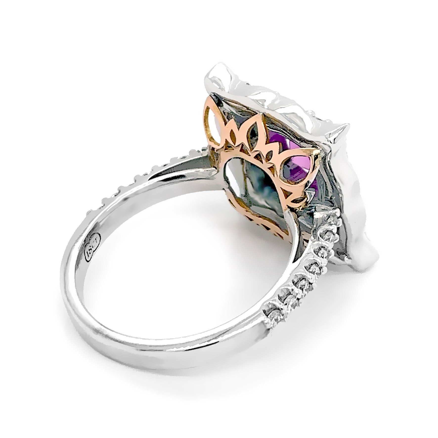 Pink Sapphire Ring with a Double Diamond Halo - ForeverJewels Design Studio 8