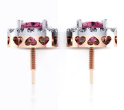 Pink tourmaline diamond halo earring studs - ForeverJewels Design Studio 8