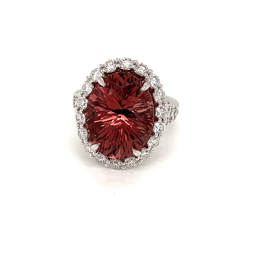 Pink Tourmaline Diamond Halo Ring - ForeverJewels Design Studio 8