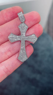 Black and White Diamond  Cross Pendant