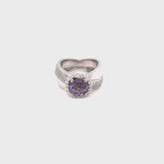Crossover Violet Spinel and Diamond Ring in 18k white gold