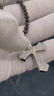 Black and White Diamond  Cross Pendant