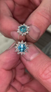 Blue Zircon Diamond Studs